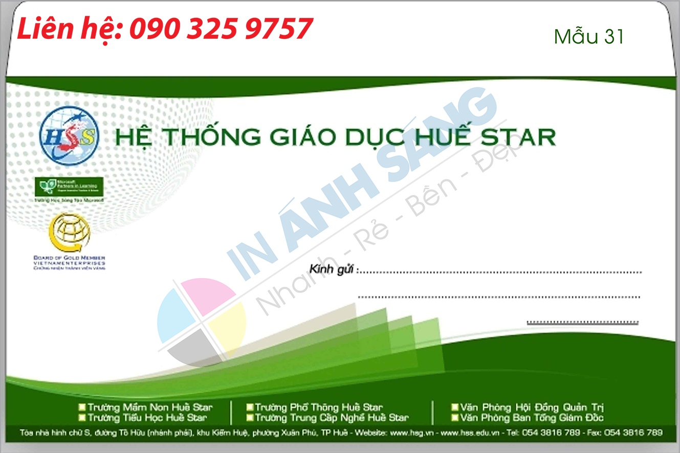 Mẫu Phong bì A4 tai ngang 