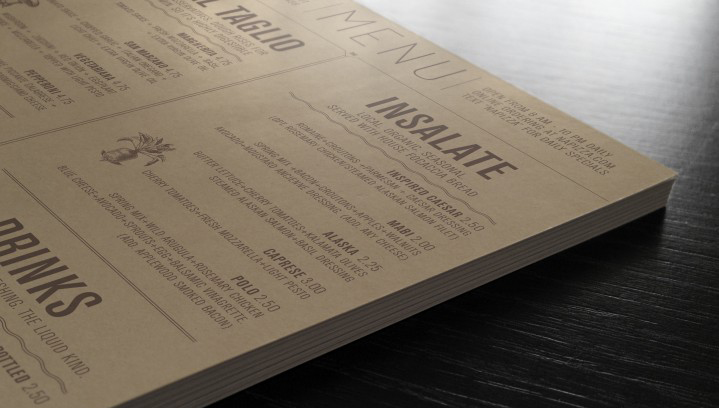 Mẫu in menu giấy kraft đơn giản